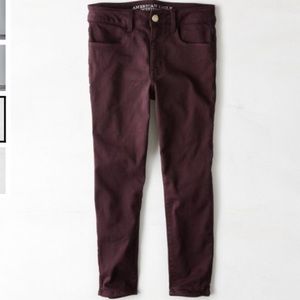 American Eagle Maroon Pants HighRise Jegging Crop